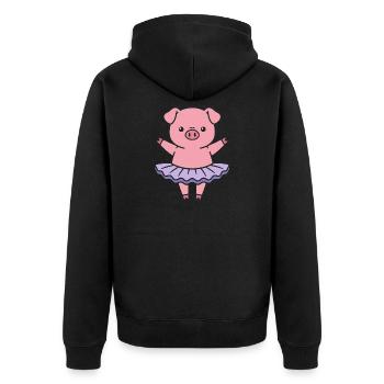 Piggy Ballerina Dance - Unisex Premium Organic Zip Hoodie - black - Back - Nico (187cm)