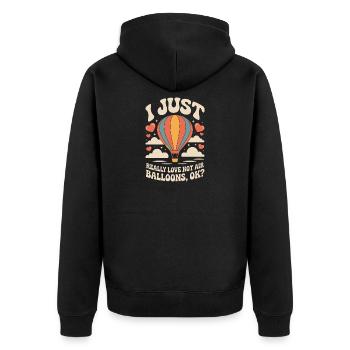 Ballonliebe am Himmel - Unisex Premium Bio Zip Hoodie - Schwarz - Hinten - Nico (187cm)