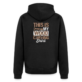 Wood Carving Shirt Wood Picture - Unisex Premium Organic Zip Hoodie - black - Back - Nico (187cm)