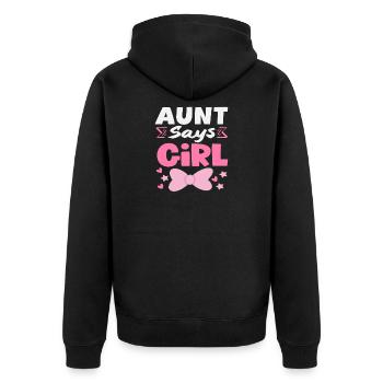 Tante dit que la fille révèle le sexe - Veste à capuche bio Premium Unisexe - noir - Dos - Nico (187cm)