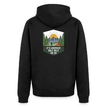 Wandern Camping Trekking Draußen Natur Berg - Unisex Premium Bio Zip Hoodie - Schwarz - Hinten - Nico (187cm)