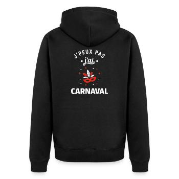 Karneval - Unisex Premium Bio Zip Hoodie - Schwarz - Hinten - Nico (187cm)