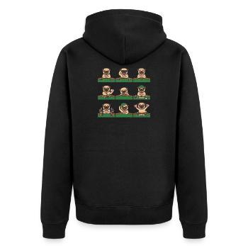 Lustiger Mops Poker Kartenspiel Hund - Unisex Premium Bio Zip Hoodie - Schwarz - Hinten - Nico (187cm)