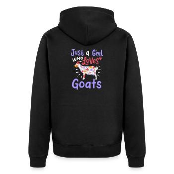 Nur ein Mädchen, das Ziegen liebt - Unisex Premium Bio Zip Hoodie - Schwarz - Hinten - Nico (187cm)