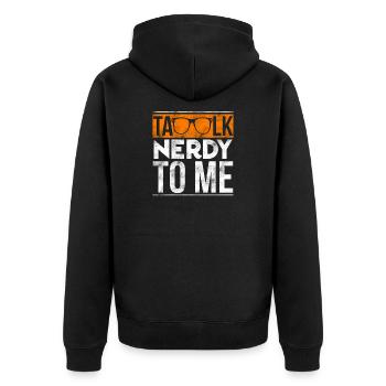 Talk Nerdy To Me Retro Orange Sunglasses Art - Unisex Premium Bio Zip Hoodie - Schwarz - Hinten - Nico (187cm)