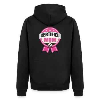 Zertifizierte Mutter – Humorvoller Vater-Design - Unisex Premium Bio Zip Hoodie - Schwarz - Hinten - Nico (187cm)