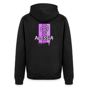 Geschenkidee Alessia - Unisex Premium Bio Zip Hoodie - Schwarz - Hinten - Nico (187cm)