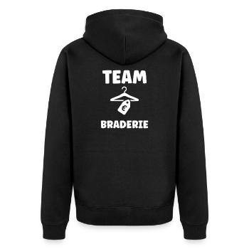 Team Braderie Vetements - Veste à capuche bio Premium Unisexe - noir - Dos - Nico (187cm)