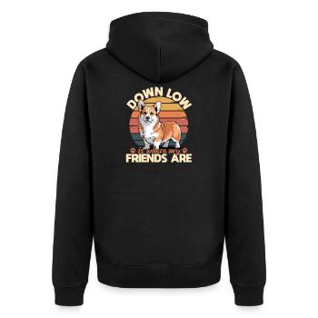 Corgi de race de chien drôle - Veste à capuche bio Premium Unisexe - noir - Dos - Nico (187cm)
