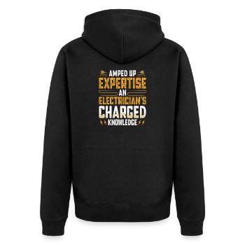 Elektriker Elektroniker Elektroinstallateur - Unisex Premium Bio Zip Hoodie - Schwarz - Hinten - Nico (187cm)