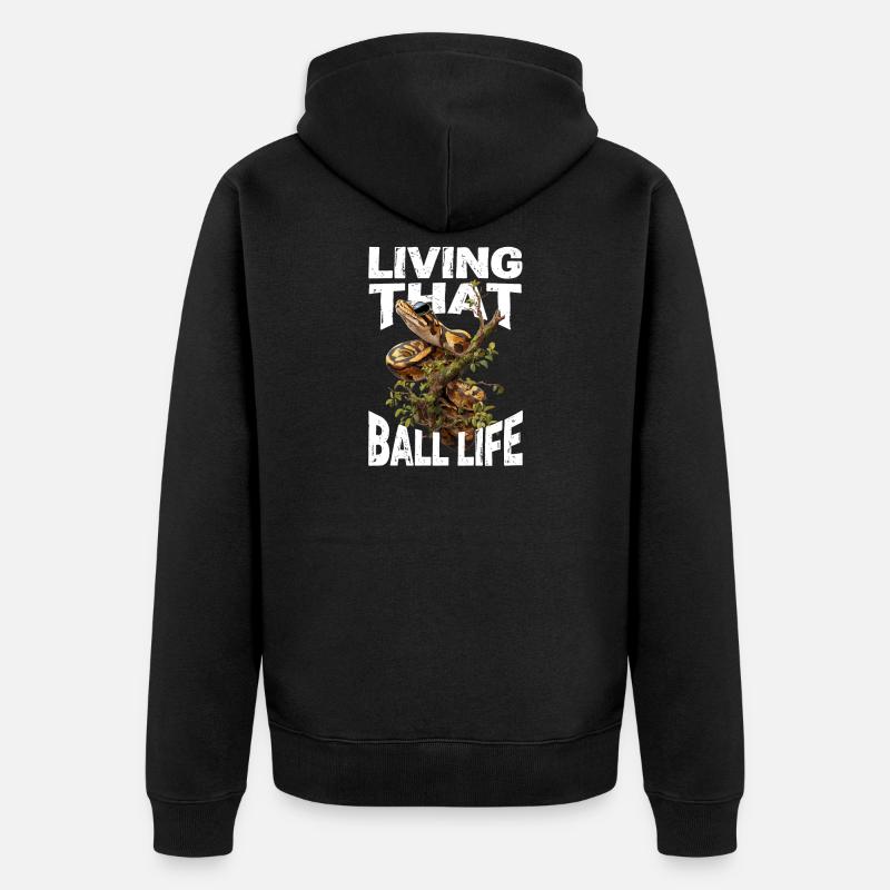 Königspython Schlangen Liebhaber Terrarium Python - Unisex Premium Bio Zip Hoodie - Schwarz