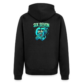 Six Seven Gamer Mascot Italian Brainrot Gaming - Unisex Premium Organic Zip Hoodie - black - Back - Nico (187cm)