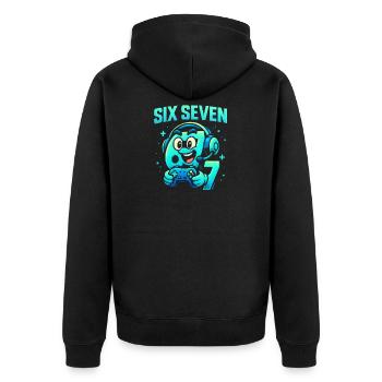 Six Seven Gamer Mascot Italian Brainrot Gaming - Unisex Premium Organic Zip Hoodie - black - Back - Nico (187cm)