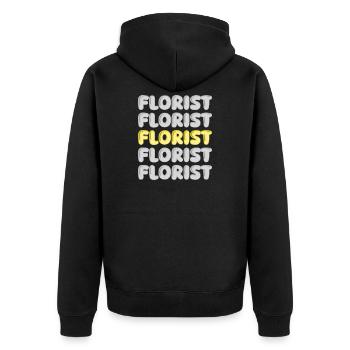 Beruf Florist - Unisex Premium Bio Zip Hoodie - Schwarz - Hinten - Nico (187cm)