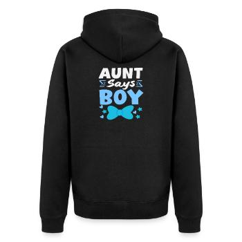 Tante Sagt Junge Gender Reveal Party - Unisex Premium Bio Zip Hoodie - Schwarz - Hinten - Nico (187cm)