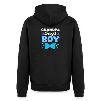 Opa Sagt Junge Gender Reveal Party - Unisex Premium Bio Zip Hoodie - Schwarz - Hinten - Nico (187cm)