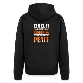 Elektriker Elektroniker Elektroinstallateur - Unisex Premium Bio Zip Hoodie - Schwarz - Hinten - Nico (187cm)
