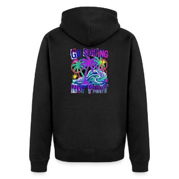 Surfer pour la paix contre la guerre Liberté - Veste à capuche bio Premium Unisexe - noir - Dos - Nico (187cm)