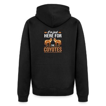 Jagd Jäger Kojote - Unisex Premium Bio Zip Hoodie - Schwarz - Hinten - Nico (187cm)