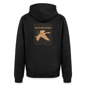Dino Surf am Strand - Unisex Premium Bio Zip Hoodie - Schwarz - Hinten - Nico (187cm)
