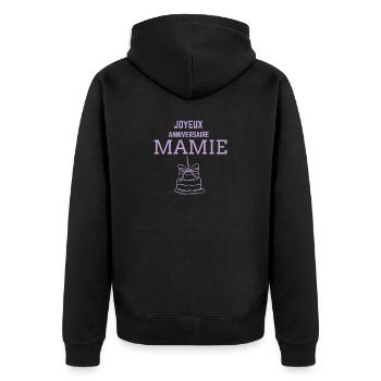 Joyeux Anniversaire Mamie Cake Pastel - Veste à capuche bio Premium Unisexe - noir - Dos - Nico (187cm)