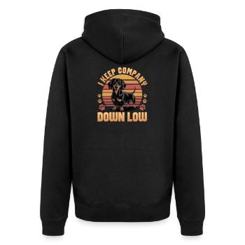 Funny Dog Breed Dachshund - Unisex Premium Organic Zip Hoodie - black - Back - Nico (187cm)