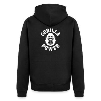 Pouvoir : Force Pure & Gardien Primate - Veste à capuche bio Premium Unisexe - noir - Dos - Nico (187cm)