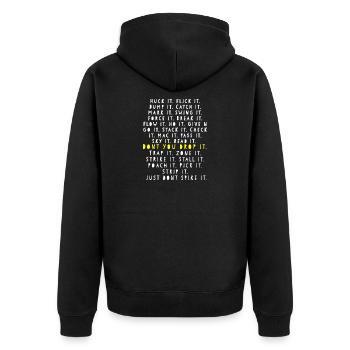 Ne tombez pas en gras Typographie - Veste à capuche bio Premium Unisexe - noir - Dos - Nico (187cm)