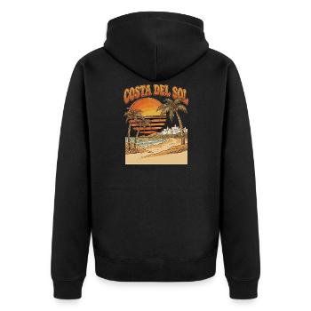 Costa Del Sol Urlaub Spanien - Unisex Premium Bio Zip Hoodie - Schwarz - Hinten - Nico (187cm)