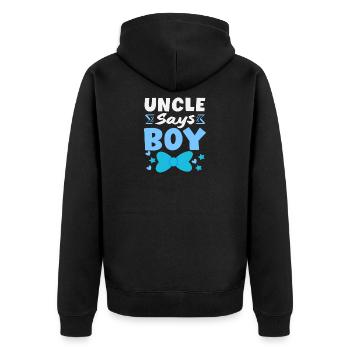 Onkel Sagt Junge Gender Reveal Party - Unisex Premium Bio Zip Hoodie - Schwarz - Hinten - Nico (187cm)