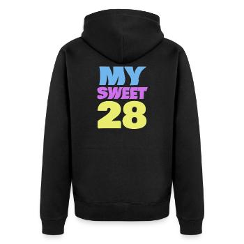 28 - Unisex Premium Bio Zip Hoodie - Schwarz - Hinten - Nico (187cm)