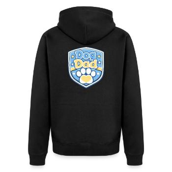 Hundevater Schild Motiv - Unisex Premium Bio Zip Hoodie - Schwarz - Hinten - Nico (187cm)