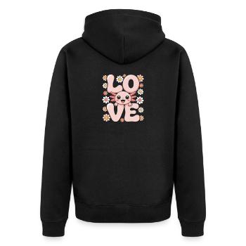 Love Axolotl Floral Kawaii - Unisex Premium Bio Zip Hoodie - Schwarz - Hinten - Nico (187cm)