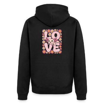 Love Axolotl in Bloom - Unisex Premium Organic Zip Hoodie - black - Back - Nico (187cm)