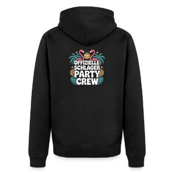 Schlager Party Crew Mallorca Flamingo JGA Malle - Unisex Premium Bio Zip Hoodie - Schwarz - Hinten - Nico (187cm)