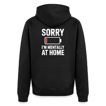 Niedrige soziale Batterie introvertierter Leben - Unisex Premium Bio Zip Hoodie - Schwarz - Hinten - Nico (187cm)