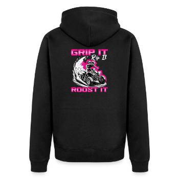 Quad ATV Woman Girl Four Wheeler - Unisex Premium Organic Zip Hoodie - black - Back - Nico (187cm)