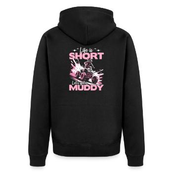 Quad ATV Woman Girl Four Wheeler - Unisex Premium Organic Zip Hoodie - black - Back - Nico (187cm)