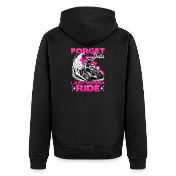 Quad ATV Woman Girl Four Wheeler - Unisex Premium Organic Zip Hoodie - black - Back - Nico (187cm)