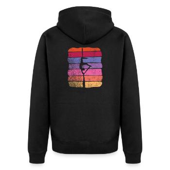 Vertikaltuch Vintage Luftakrobatik Aerial Silk - Unisex Premium Bio Zip Hoodie - Schwarz - Hinten - Nico (187cm)