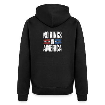 Aucun roi en Amérique : design patriotique en difficulté - Veste à capuche bio Premium Unisexe - noir - Dos - Nico (187cm)