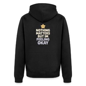 Existenzieller Humor, Nihilismus, Humor, - Unisex Premium Bio Zip Hoodie - Schwarz - Hinten - Nico (187cm)