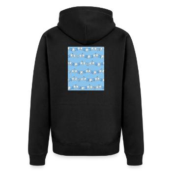 Blau Weiß Fahnen Girlande Bayern Raute Bayrisch - Unisex Premium Bio Zip Hoodie - Schwarz - Hinten - Nico (187cm)