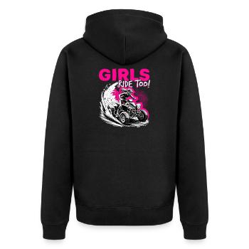 Quad ATV Woman Girl Four Wheeler - Unisex Premium Organic Zip Hoodie - black - Back - Nico (187cm)