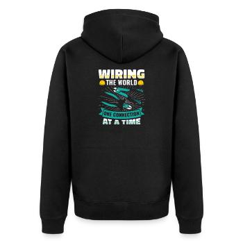 Elektriker Elektroniker Elektroinstallateur - Unisex Premium Bio Zip Hoodie - Schwarz - Hinten - Nico (187cm)