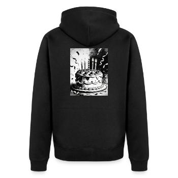 Monochromer Geburtstagskuchen Kerzen - Unisex Premium Bio Zip Hoodie - Schwarz - Hinten - Nico (187cm)
