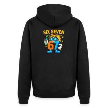 Six Seven 67 Idée de cadeau pour nerds sur l’humour scientifique - Veste à capuche bio Premium Unisexe - noir - Dos - Nico (187cm)