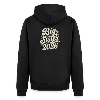 Big Sister 2026 Script Design - Unisex Premium Organic Zip Hoodie - black - Back - Nico (187cm)