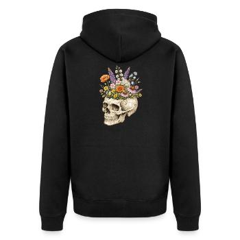Skeleton Flower Nature Floral Gothic Fairycore - Unisex Premium Organic Zip Hoodie - black - Back - Nico (187cm)