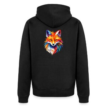Colorful Fox Polygon Design – Moderne Fuchs Kunst - Unisex Premium Bio Zip Hoodie - Schwarz - Hinten - Nico (187cm)